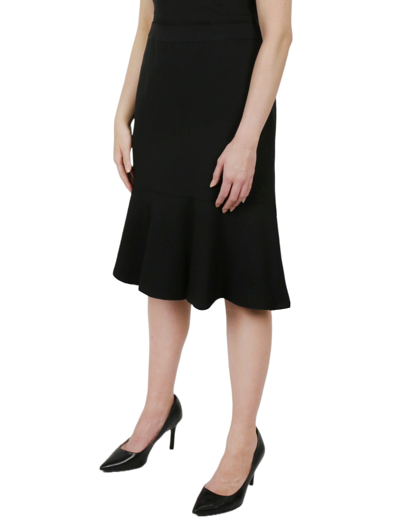  Kasper Side Zips Slim To Flounce Skirt Stretch Crepe - Black - Bonton