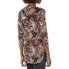 Kasper Tunic with 3-Quarter Sleeve Printed Mesh - Chocolate/Doe Combo - Bonton