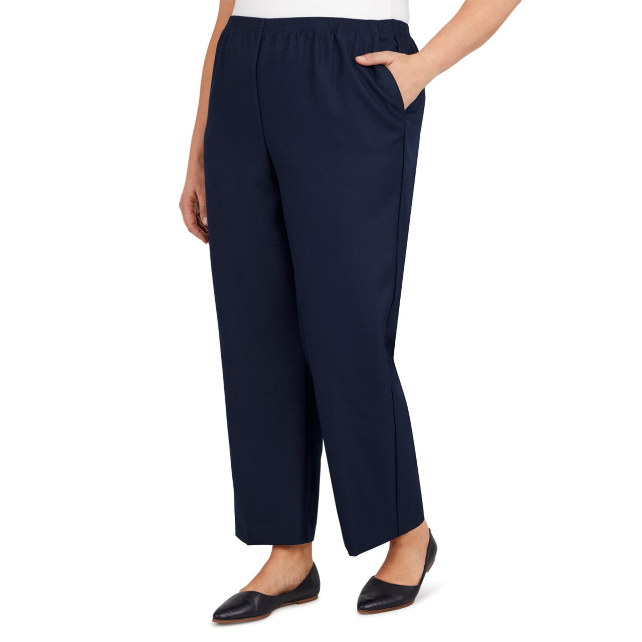  Alfred Dunner Plus Proportioned Short Pant - White - Bonton