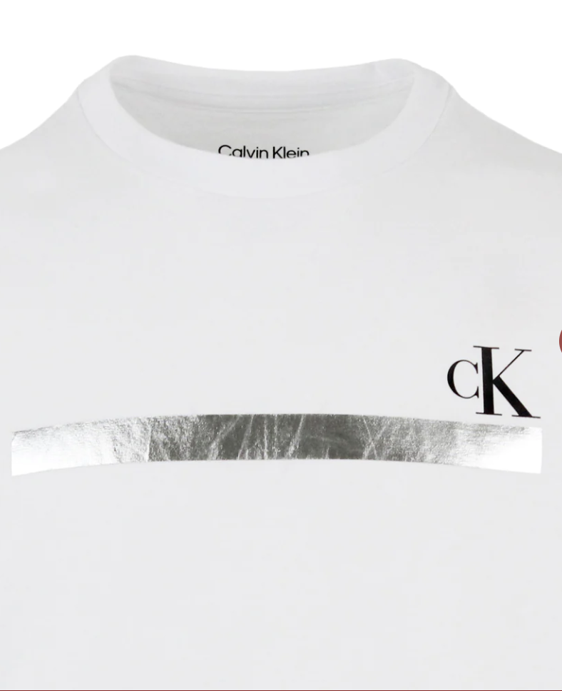  Calvin Klein Horizontal Block Foil Tee - Brilliant White - Bonton