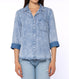   Velvet Heart 3/4 Cuffed Sleeve Button Down Shirt Chest Pocket High Low - 156 Blue - Bonton