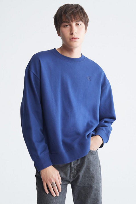  Calvin Klein Long Sleeves Archive Logo Fleece Crewneck - Beacon Blue - Bonton