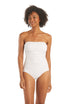 Helen Jon Classic Bandeau One-Piece - White - Bonton