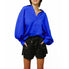  Ciebon Amira Oversized Button Down Satin Top - Blue - Bonton