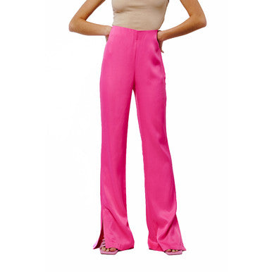  Ciebon Safia Split Hem Satin Pants - Pink - Bonton