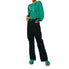  Ciebon Fosi Pleated Waistband Satin Top - Green - Bonton