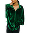  Ciebon Amira Oversized Button Down Velvet Top - Green - Bonton