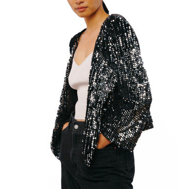  Ciebon Umera Velvet Sequin Jacket - Black - Bonton