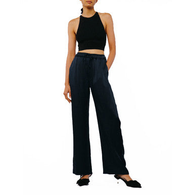  Ciebon Kalessa Satin Wide Leg Pant - Navy - Bonton