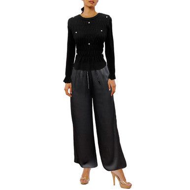  Ciebon Risa Smock Pearl Sweater - Black - Bonton