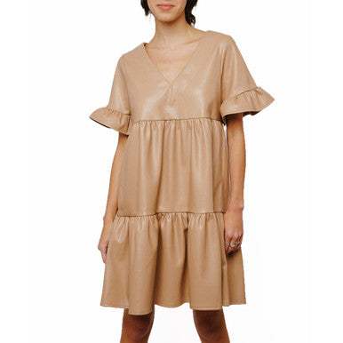 Ciebon Ashlyn Vegan Leather Dress - Tan - Bonton