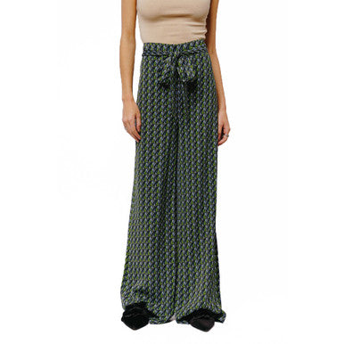  Ciebon Neela Tie Waist Wide Leg Pant - Black Multi - Bonton