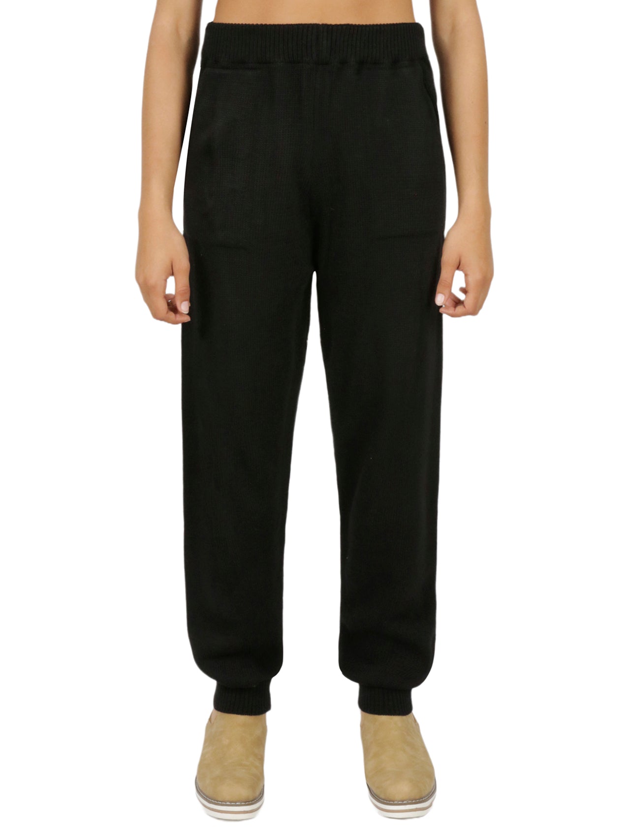  Miss Poeym Cozy Sweater Knit Jogger - Black - Bonton