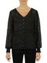  Miss Selen Floral Button Front Top - Black - Bonton