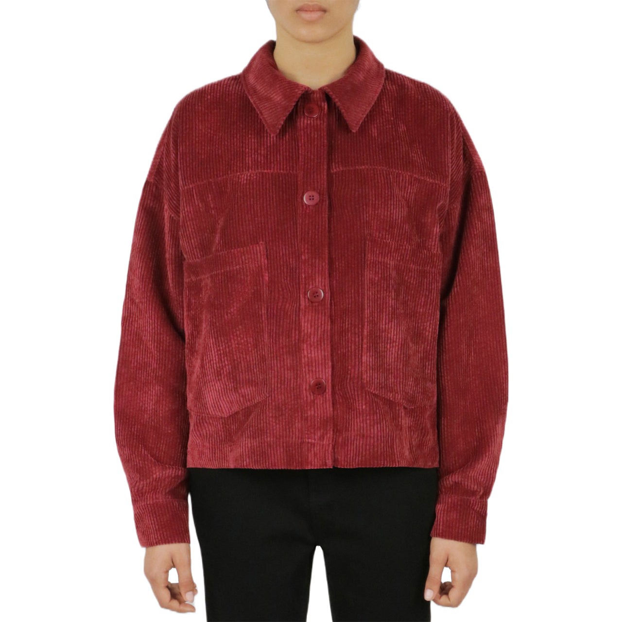  Cream & Rouge Velvet Corduroy Shacket - Boreaux - Bonton