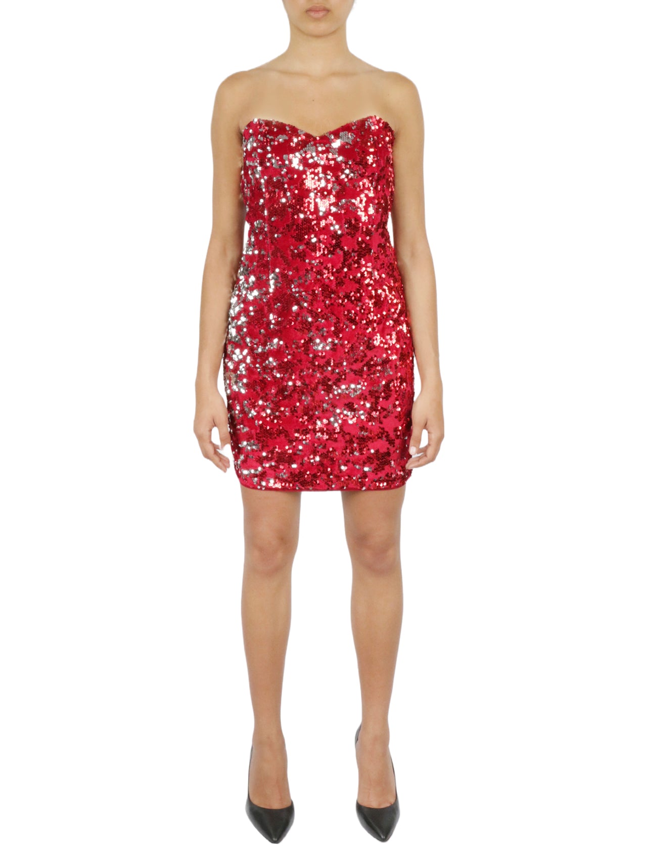  Cream & Rouge Sweetheart Sequin Dress - Red - Bonton