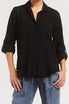   Velvet Heart Riley Rolled Tab Sleeve Button Down Shirt Double Chest Pockets - Black - Bonton