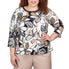  Alfred Dunner Plus Abstract Floral Texture Knit Top - Black/Pecan - Bonton