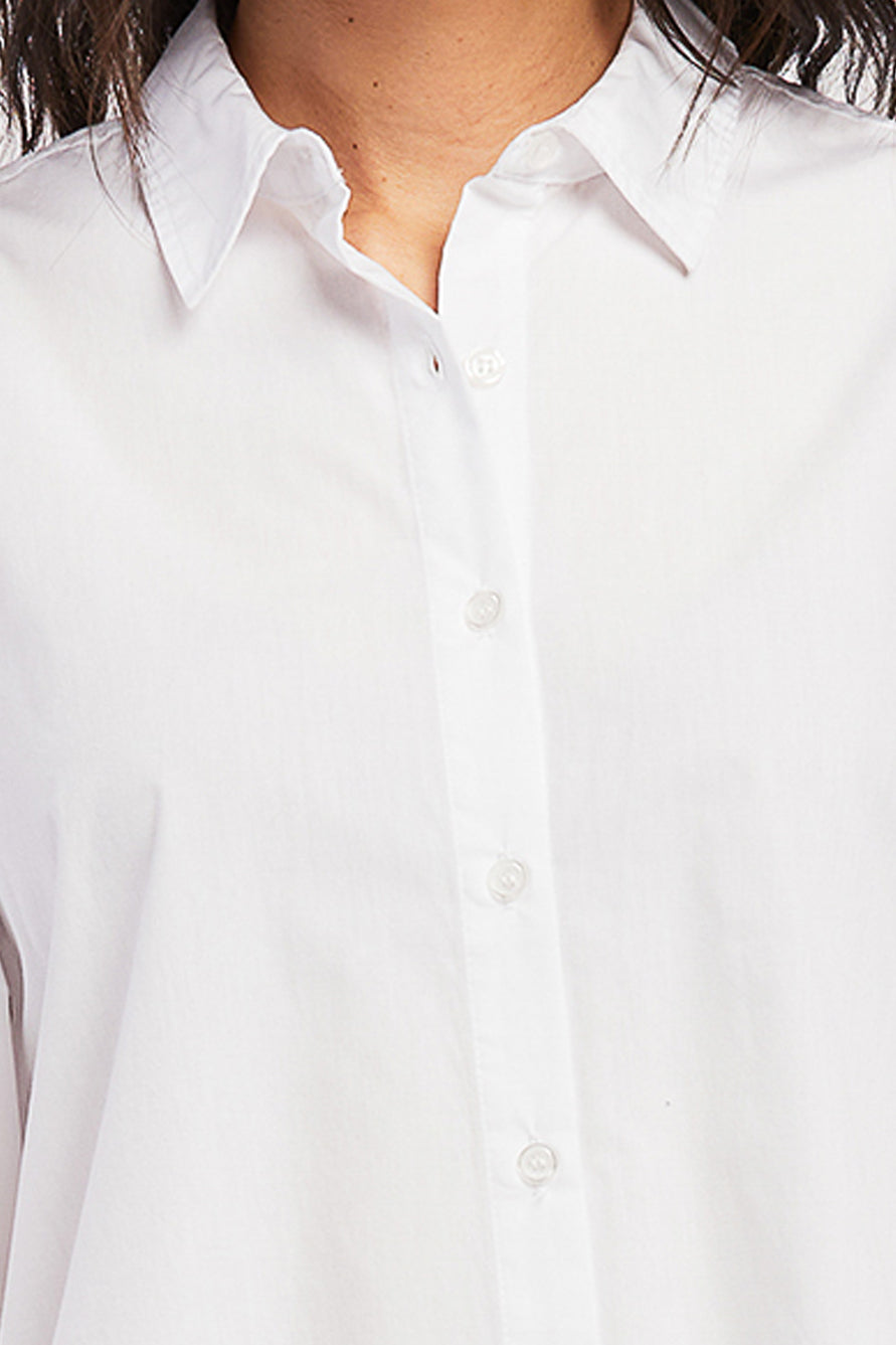   Velvet Heart Allora Long Puff Sleeve Button Down Shirt Rounded Hem - White - Bonton