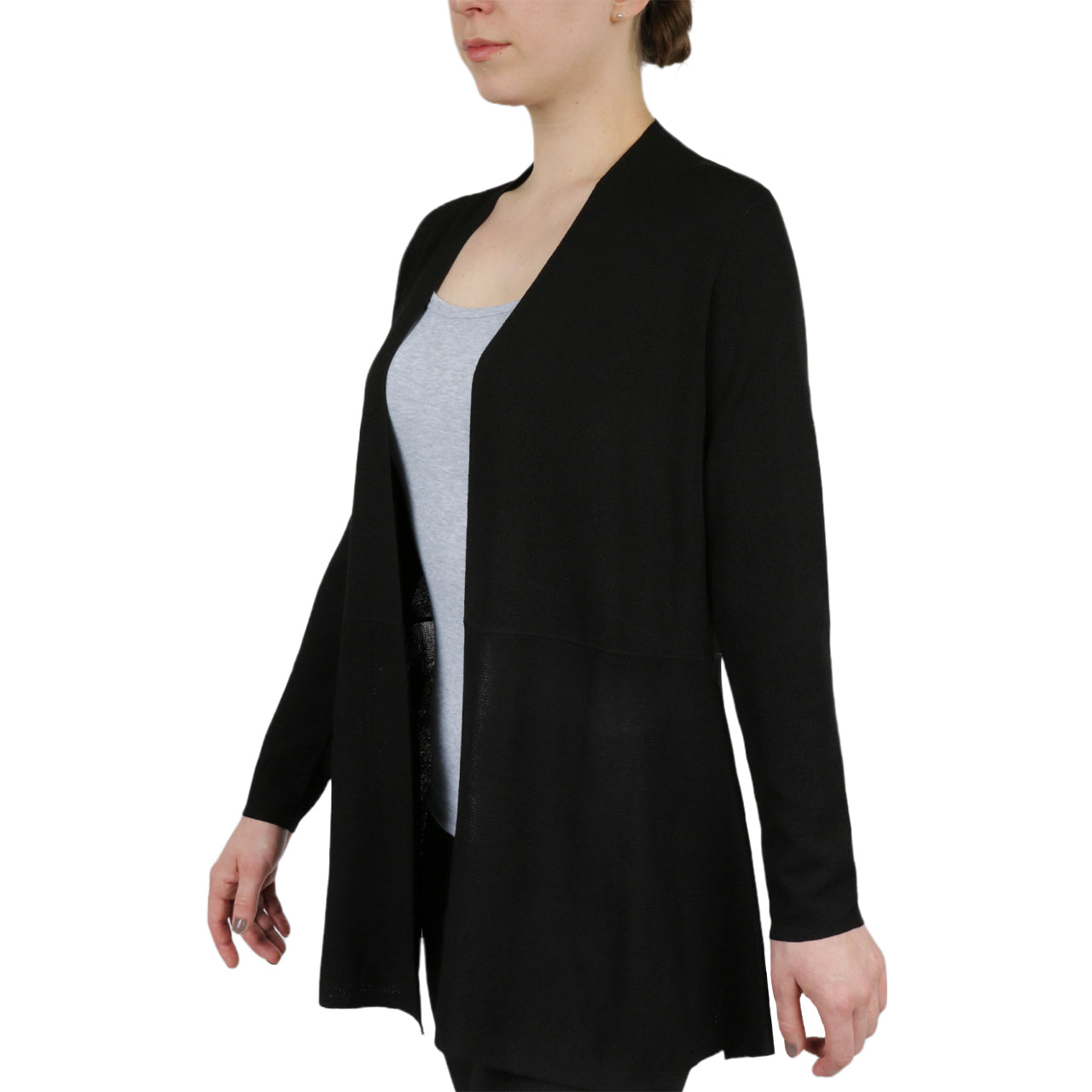  Anne Klein Long With Waist Trim  Cardigan - Black - Bonton