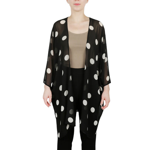 Women's Sheer Cardigan with Dot Print Design