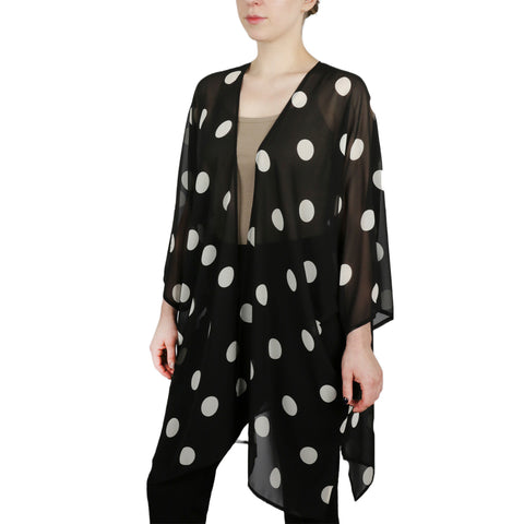 Women's Sheer Cardigan with Dot Print Design