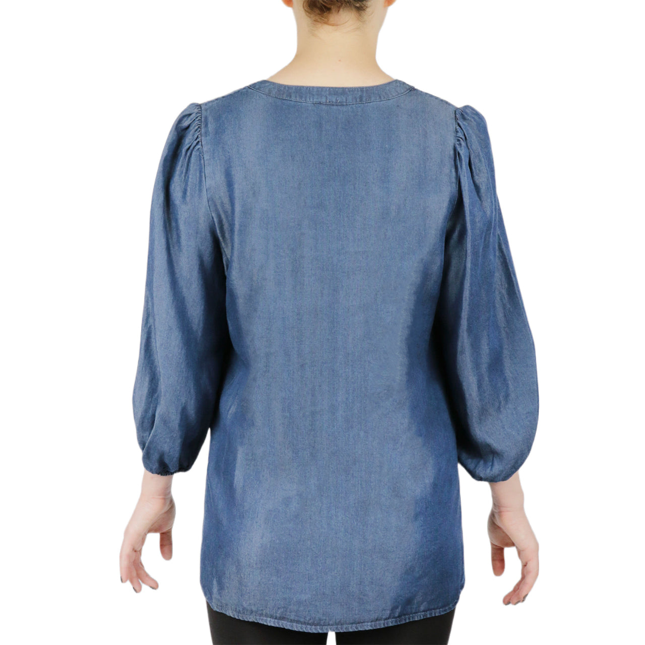  Anne Klein Tencel Enim Split Neck High Low Long Sleeve Blouse - Anne Klein Wash - Bonton