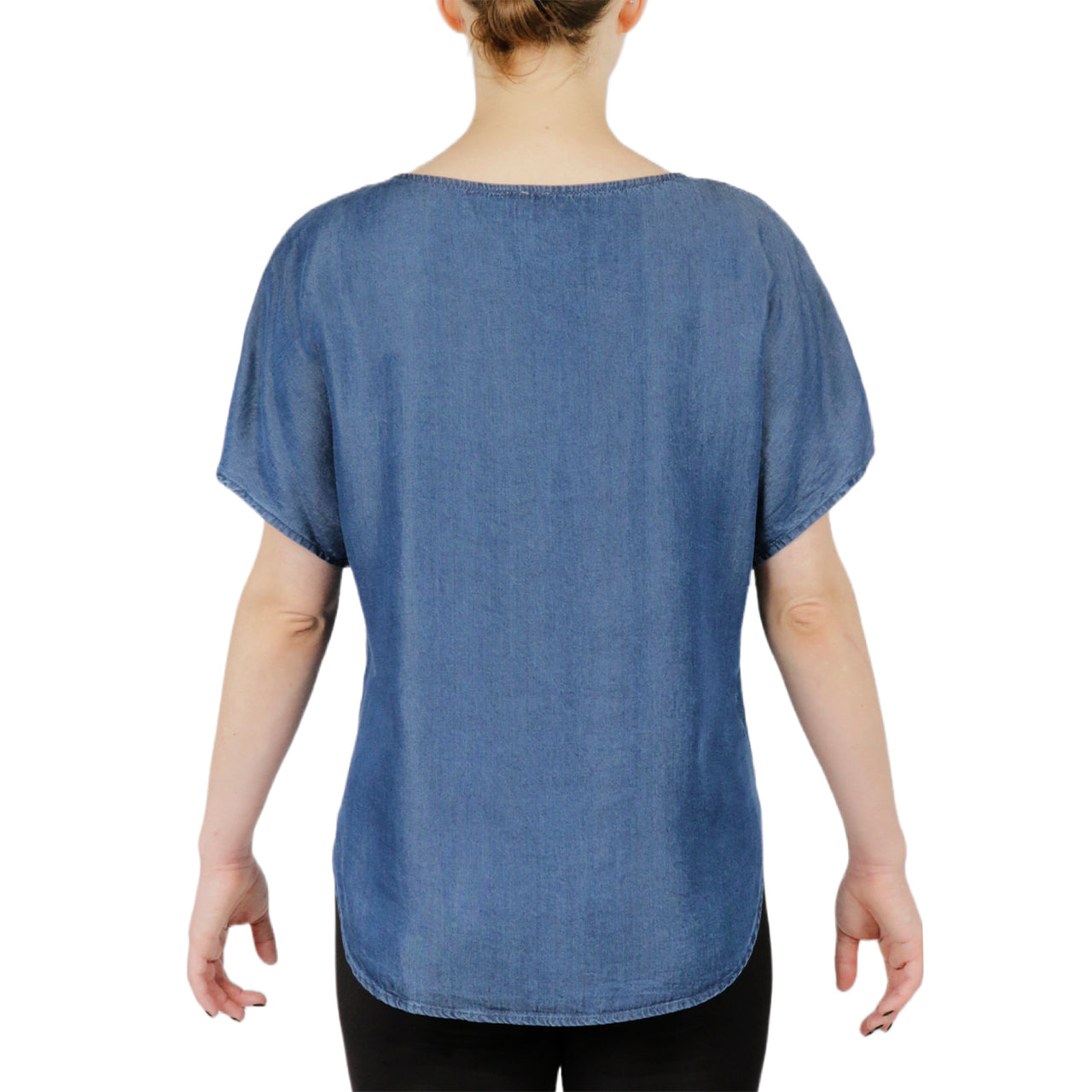  Anne Klein Tencel Denim Short Sleeves With Bateua Neckline Blouse - Anne Klein Wash - Bonton