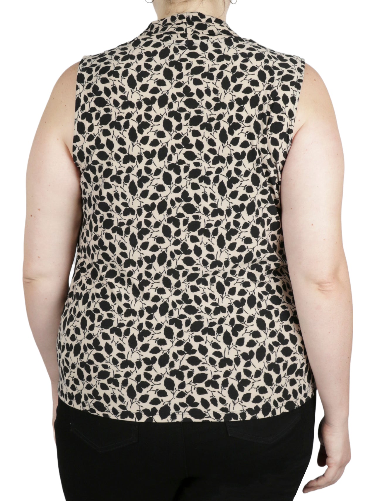  Anne Klein Plus Size Printed Pleat Front Top - Anne Black/Latte - Bonton