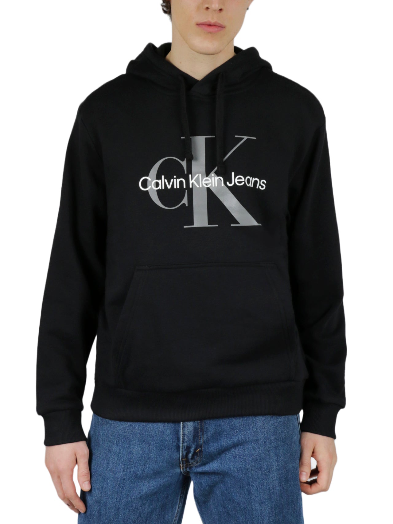  Calvin Klein Monogram Pullover Hoodie - Black Beauty - Bonton