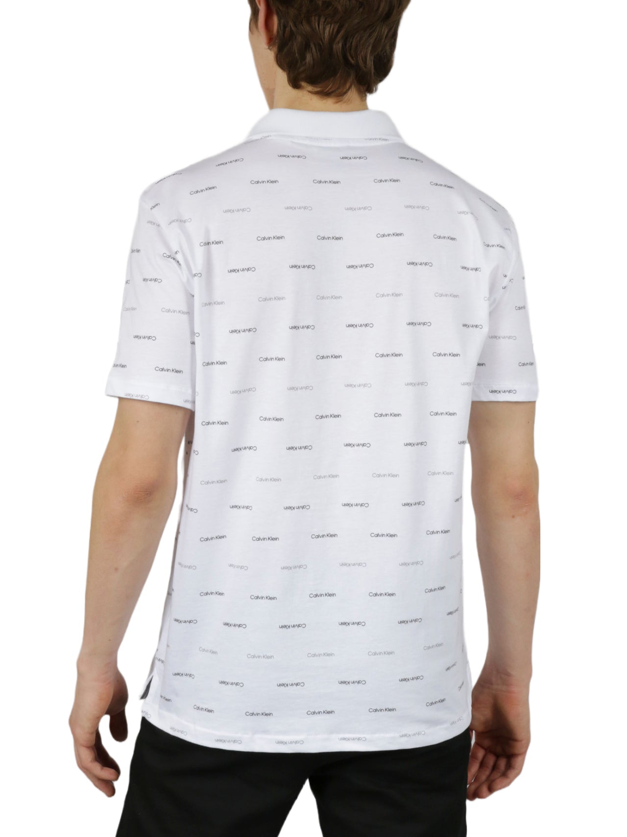  Calvin Klein Short Sleeves Allover Print Polo - Brilliant White - Bonton