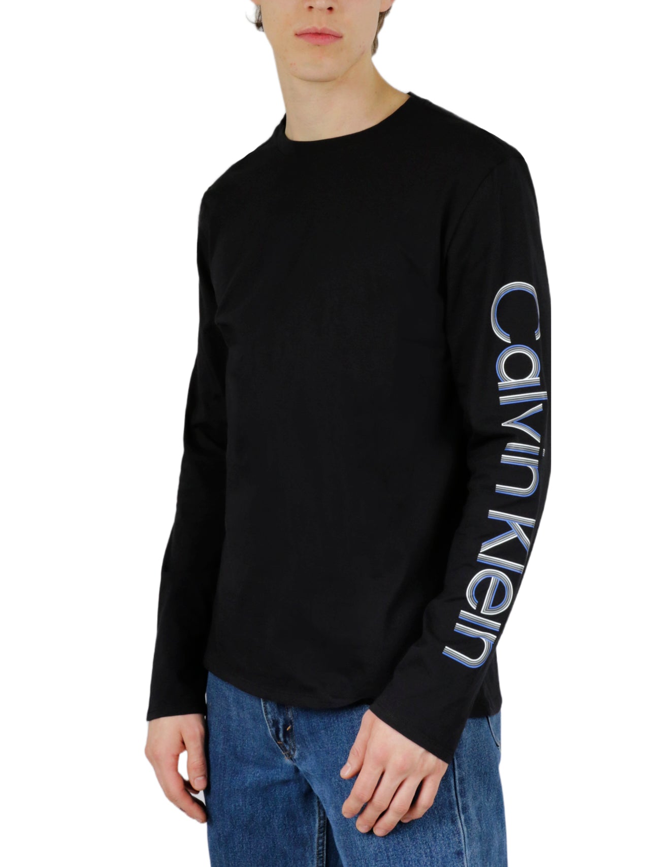  Calvin Klein Long Sleeves Vertical Retro Tee - Black Beauty - Bonton