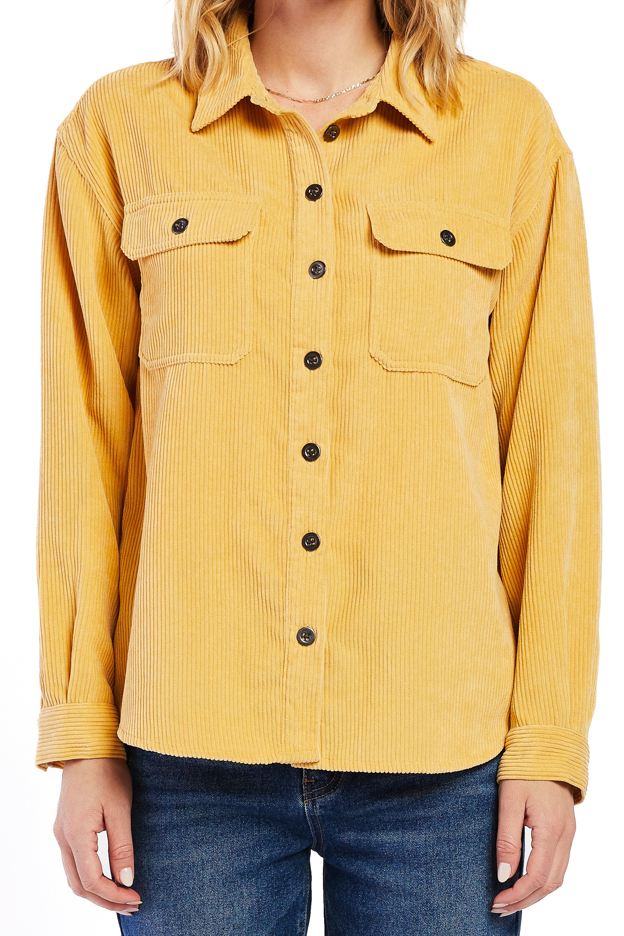   Velvet Heart Carmele Long Sleeve Button Down Corduroy Jacket - Light Gray - Bonton
