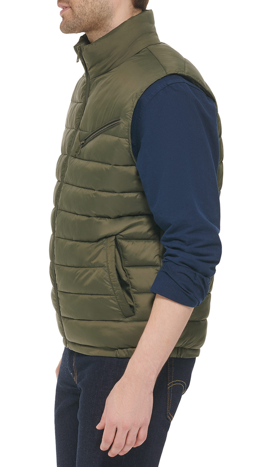  Cole Haan Men's Puffer Vest with Zipper Front - Black - Bonton