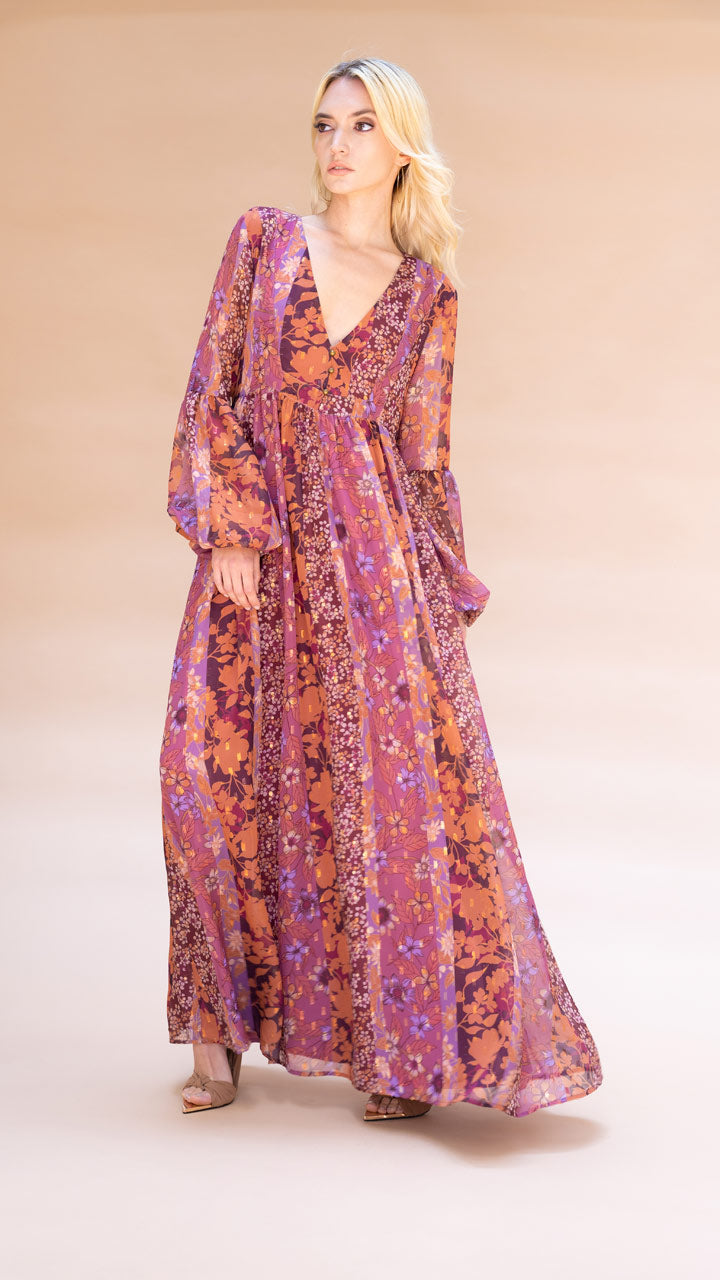  Blosuon Maxi Dress - Multi Color Pink - Bonton