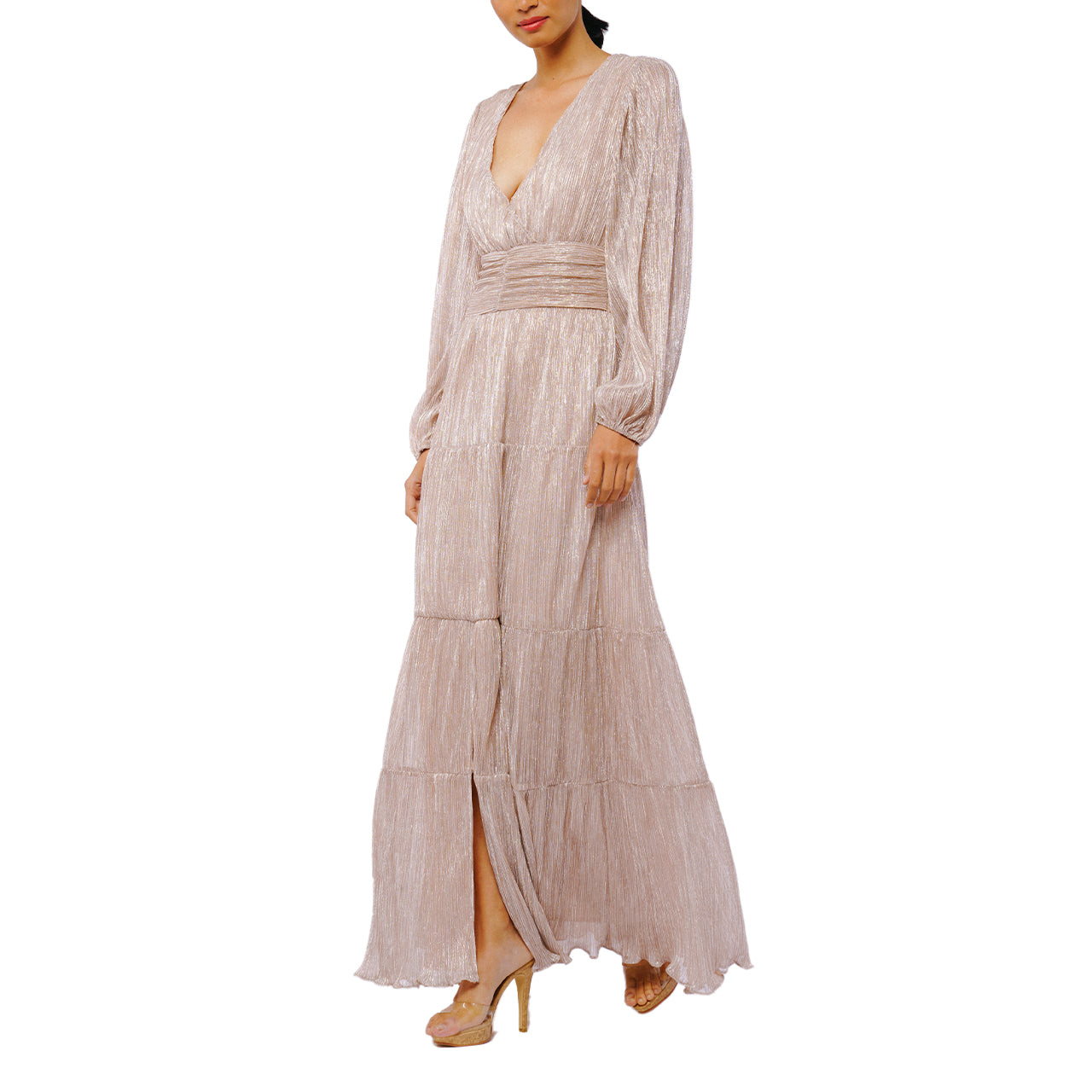  Ciebon Ashlyn Glitter Maxi Dress - Gold - Bonton