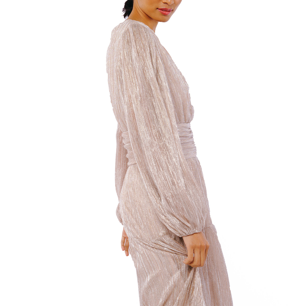  Ciebon Ashlyn Glitter Maxi Dress - Gold - Bonton