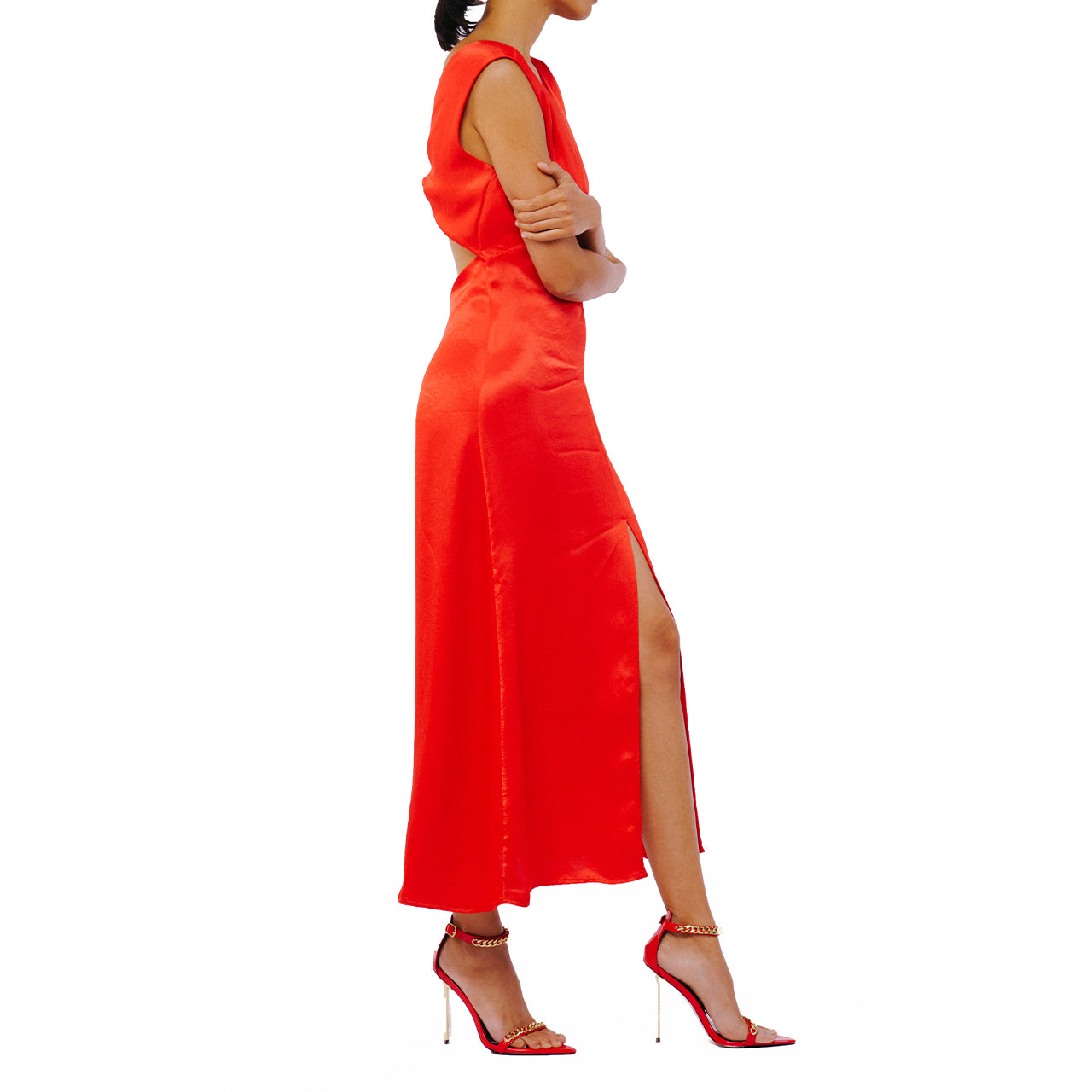  Ciebon Penny Twist Bias Dress - Red - Bonton