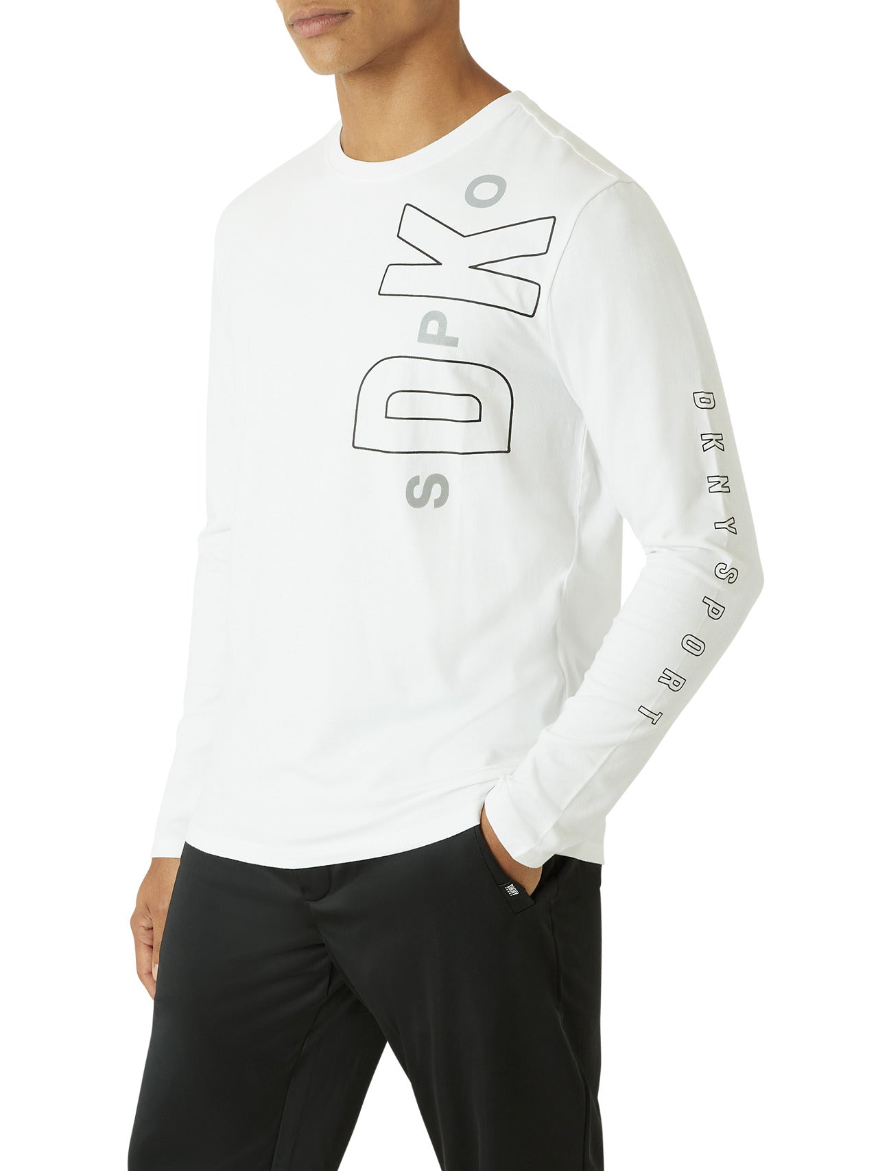  DKNY Sweep Long Sleeve Tee - White - Bonton