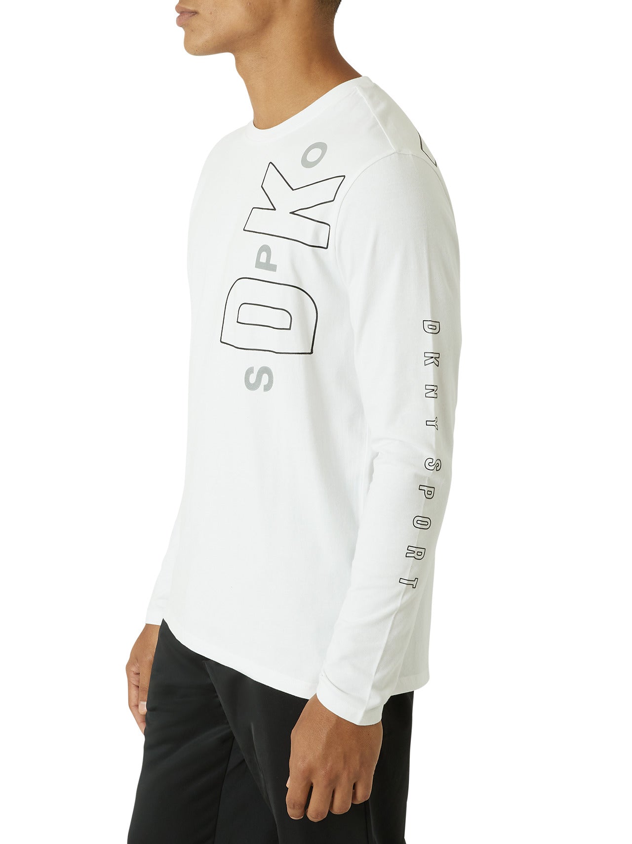  DKNY Sweep Long Sleeve Tee - White - Bonton