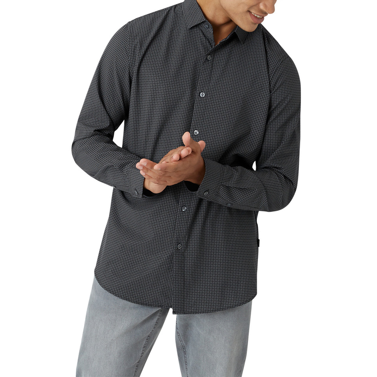  DKNY Walden Button Front Long Sleeve Shirt - Wine - Bonton