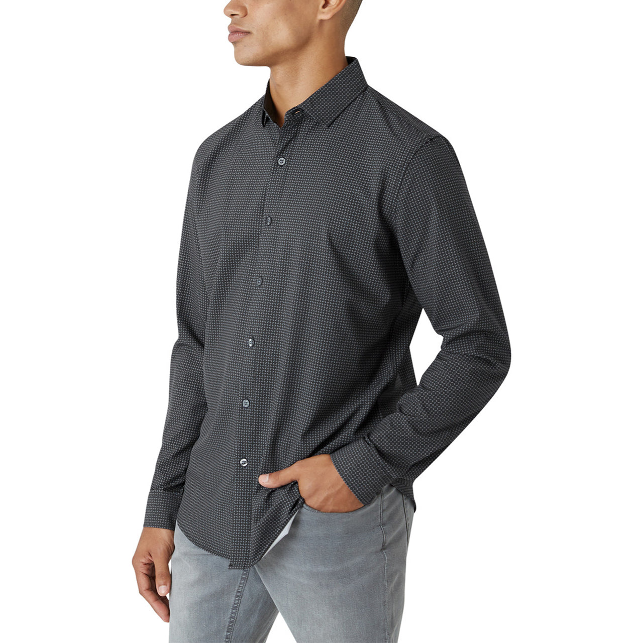  DKNY Walden Button Front Long Sleeve Shirt - Wine - Bonton