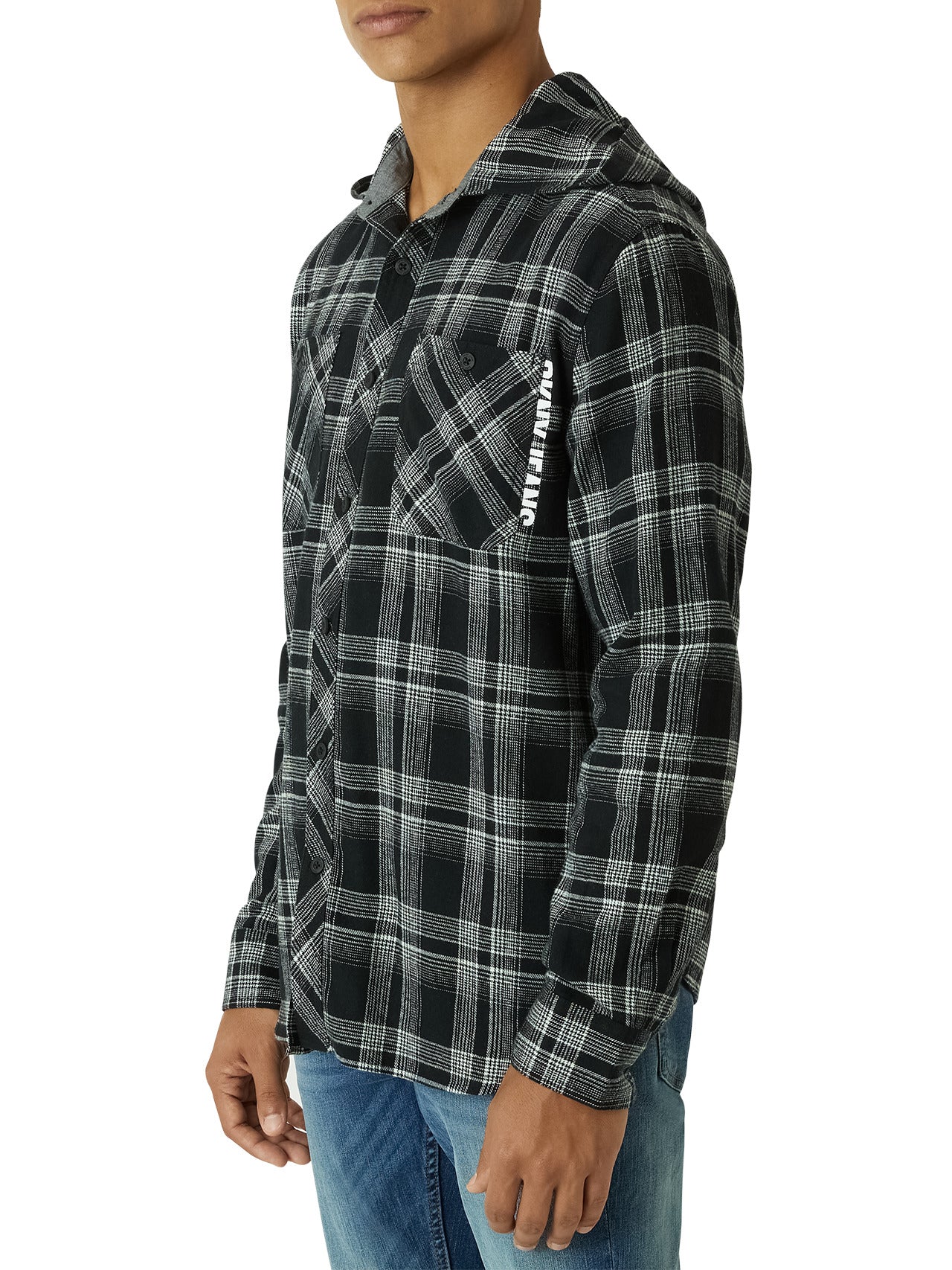  DKNY Klondike Hooded Flannel - Black - Bonton