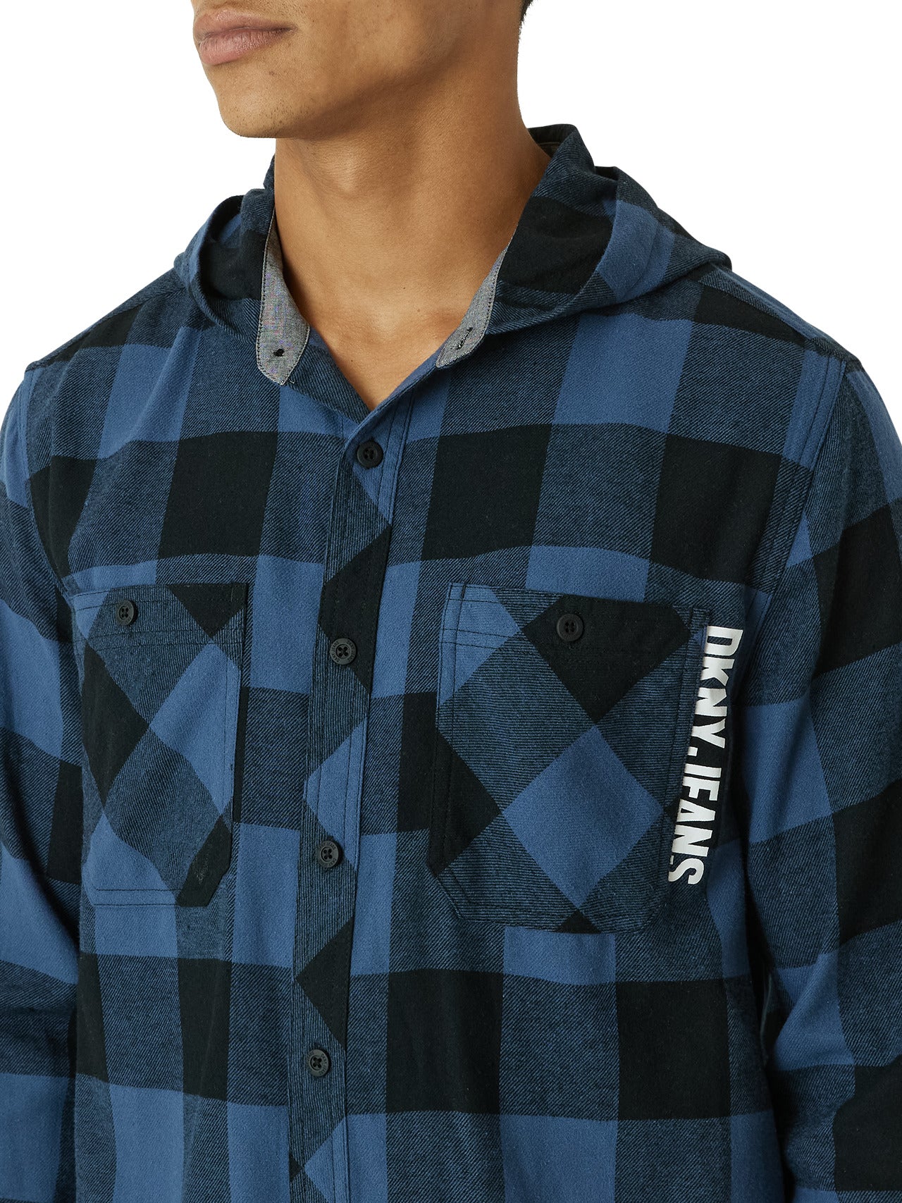 DKNY Klondike Hooded Flannel - Black - Bonton