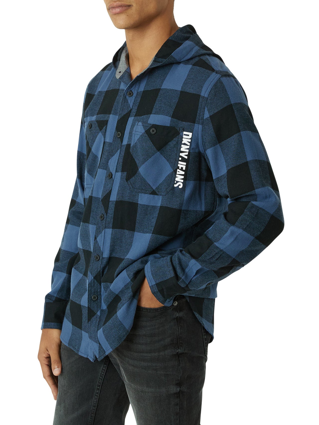  DKNY Klondike Hooded Flannel - Black - Bonton