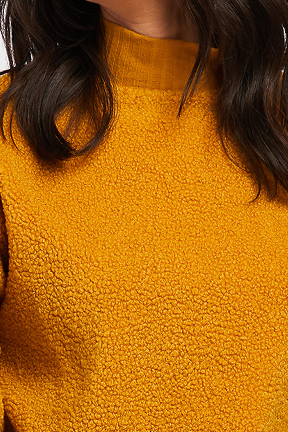   Velvet Heart Domino Long Sleeve Pullover Top Ribbed Cuff Hem And Mock Neck - Mustard - Bonton