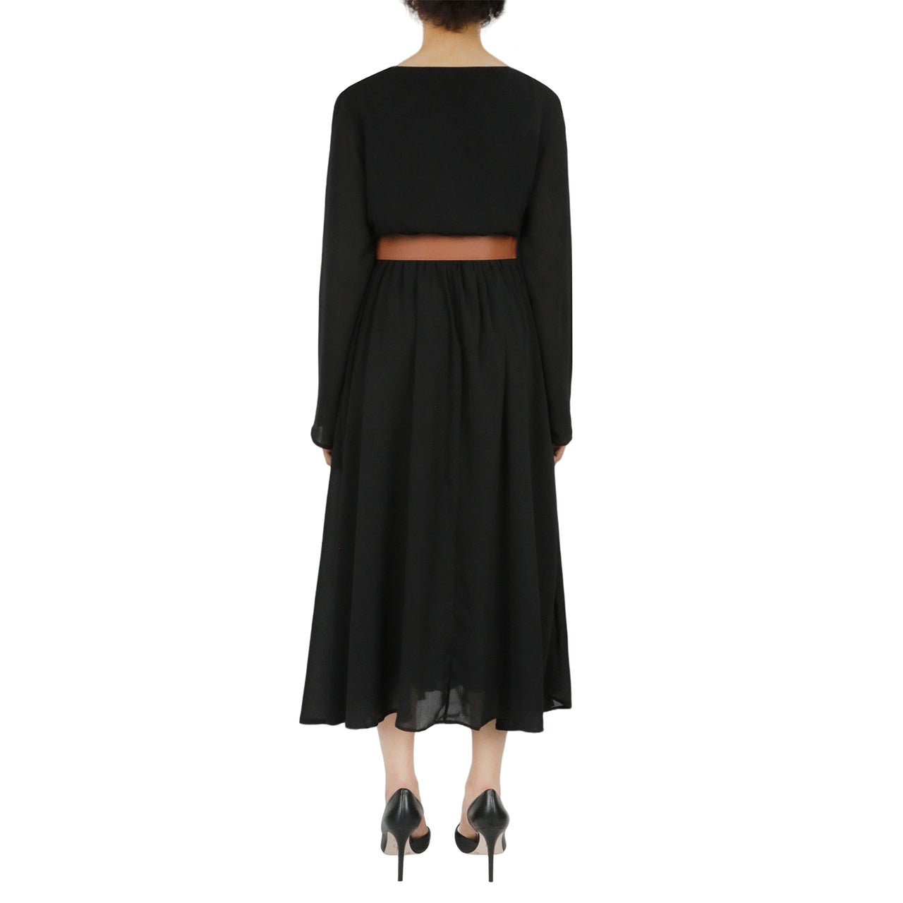 Cream & Rouge Belted Long Sleeve Dress - Cinnamon - Bonton
