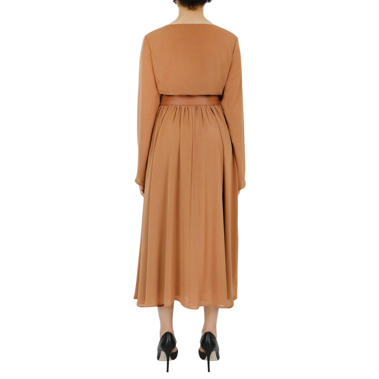  Cream & Rouge Belted Long Sleeve Dress - Olive - Bonton