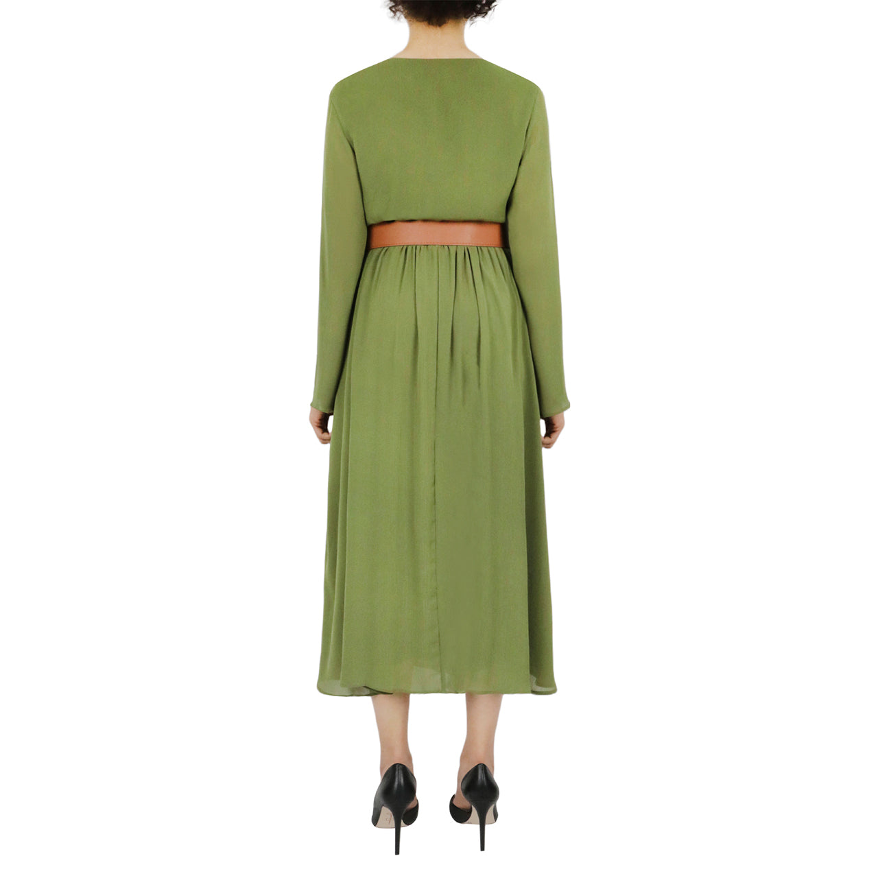 Cream & Rouge Belted Long Sleeve Dress - Cinnamon - Bonton