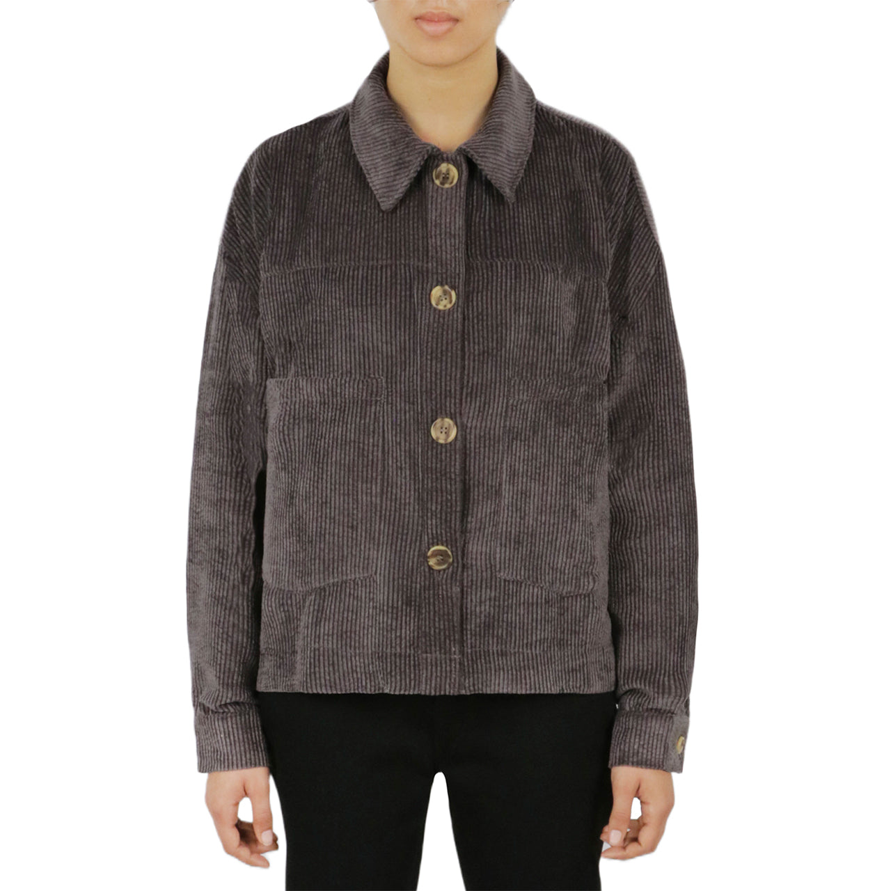 Cream & Rouge Velvet Corduroy Shacket - Beige - Bonton